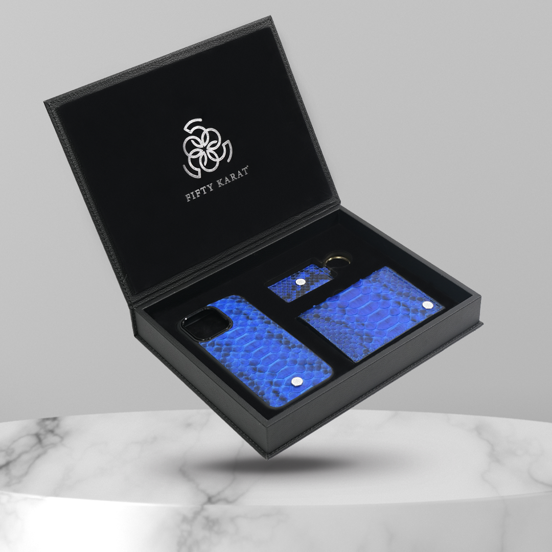 Luxuries Gift Set - Python Leather - Blue